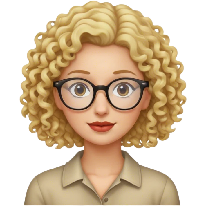 Blonde curly woman with glasses emoji