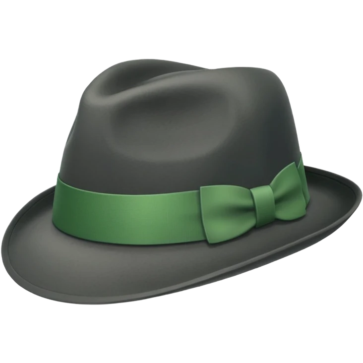 a fedora emoji with a green band, tilted to the left emoji