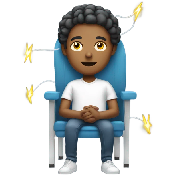 person sitting in chair with eyes closed electricity around them emoji