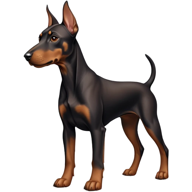cinematic-noble-doberman puppy-full body-emoji on all fours,-poised-and-regal,-with-a-strong,-athletic-build-and-a-lustrous,-well-groomed-black and tan fur,-deep-set-soulful-brown-eyes,-simplified-yet-sharp-and-sophisticated-features,-highly-detailed, emoji
