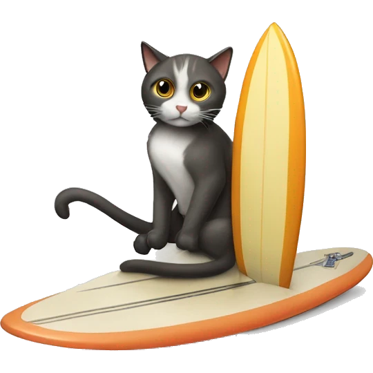 cat riding a clock as a surfboard emoji
