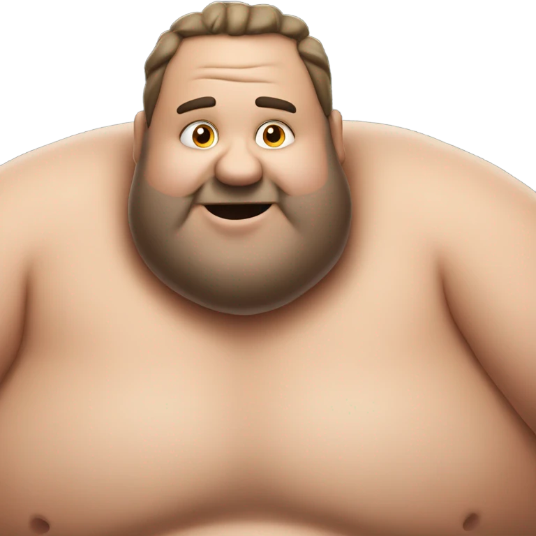 Fat man shirtless on his stomach, feet up emoji