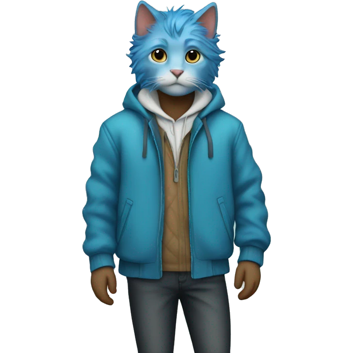 blue haired cat boy in jacket emoji