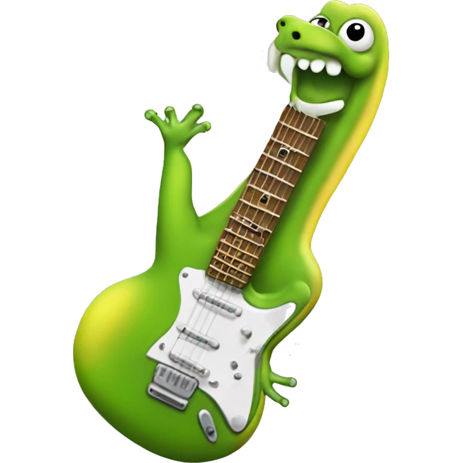 Happy slimy slug playing electric guitar emoji