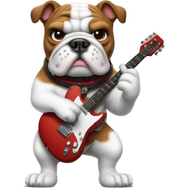 Bulldog playing electric guitar emoji
