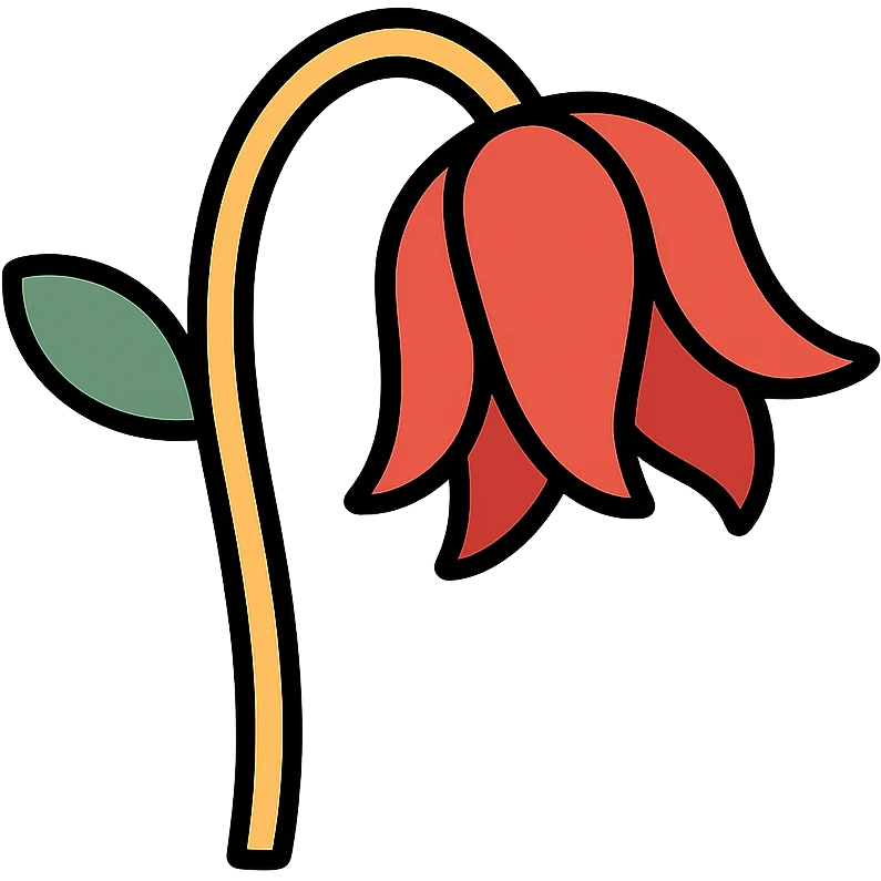 Wilted rose flower with drooping petals emoji