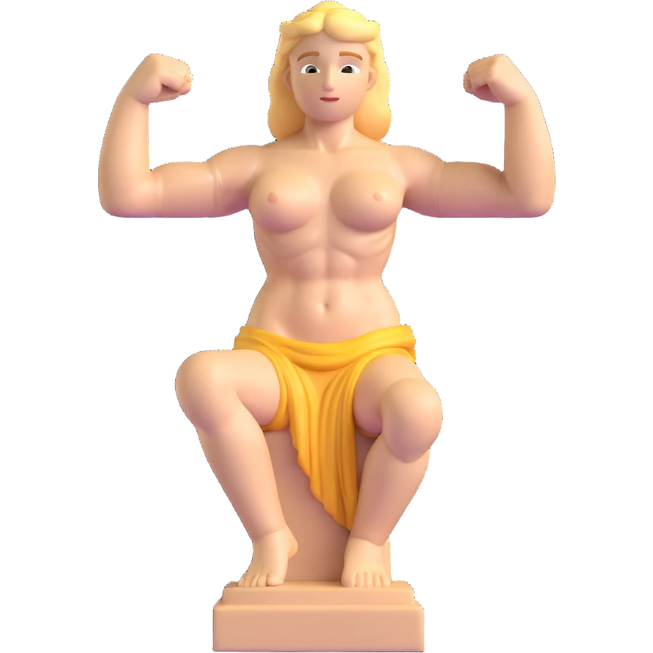 Venus de Milo statue with muscular arms flexing and visible chest muscles emoji