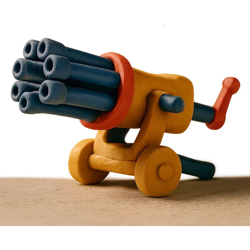 claymation style gatling gun emoji