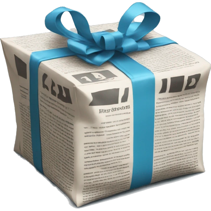 present wrapped in newspaper emoji