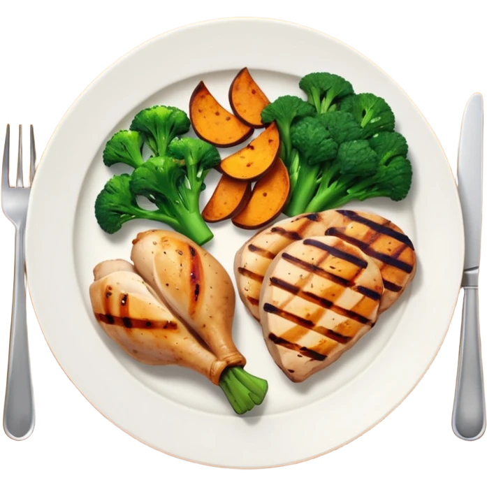 1 protein (chicken, fish)
 + 2 (or more) veggies
 + 1 starch (sweet potato or grain) emoji