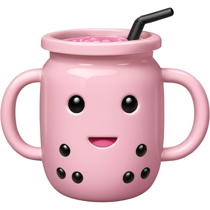 Pink mug with bubble tea, Without a face, Just a pink bubble tea mug emoji