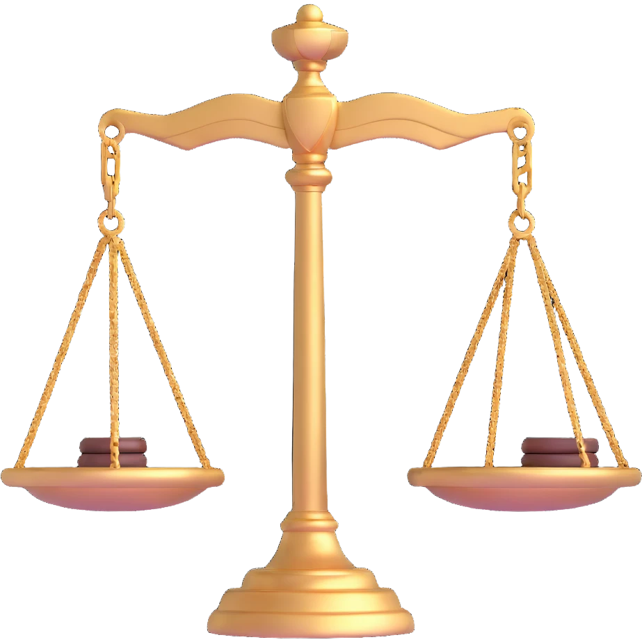 3D scales of justice with gavel emoji
