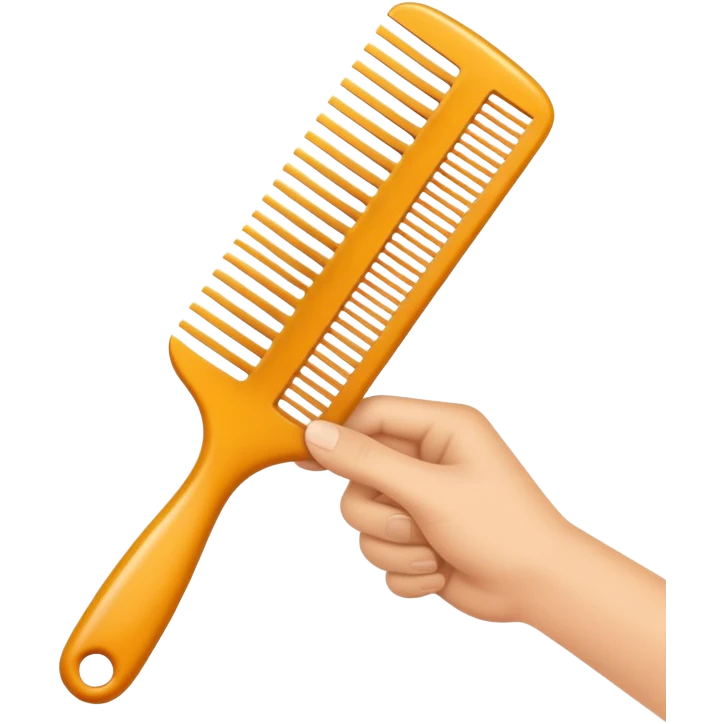 hand holding a comb with tidy hair, clean and friendly emoji