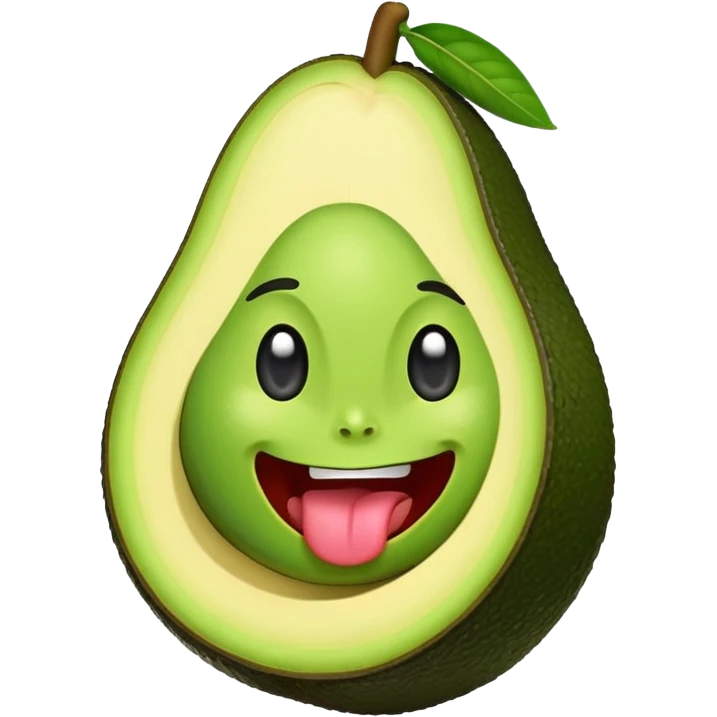 A smiling avocago with its tongue out to the side emoji