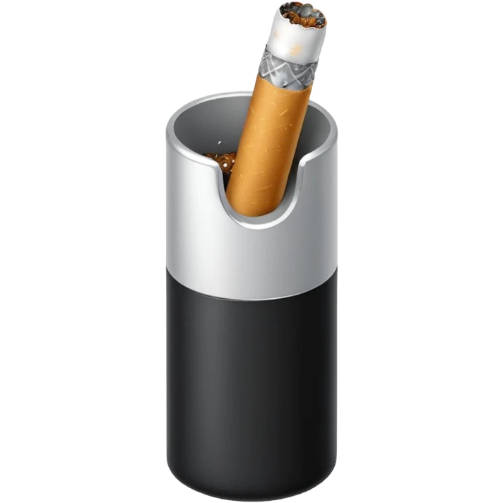 Minimalistic cigarette emoji, metallic black and white emoji