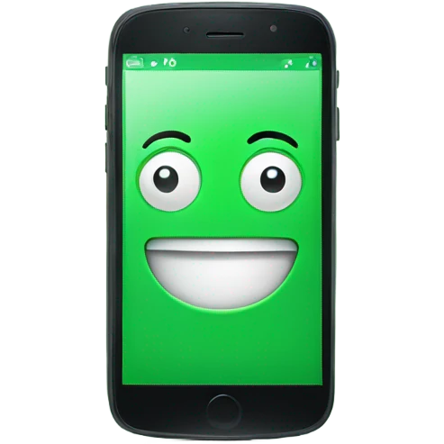 Green smartphone feeling happy emoji