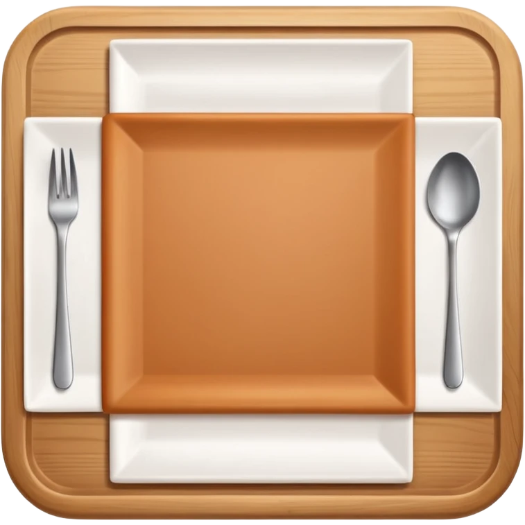 top view of an empty dining table with a white mat over it. emoji