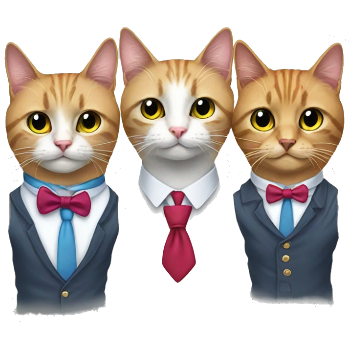 5 cats wearing neckties emoji
