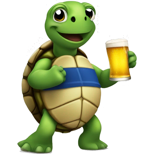 drunk turtle holding a beer emoji