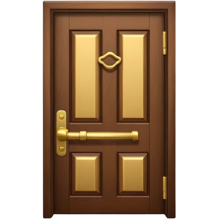 iOS-style 3D emoji: a simple closed wooden door with a shiny brass handle, door slightly shaking as if just knocked loudly, soft shadows; no text, no faces emoji