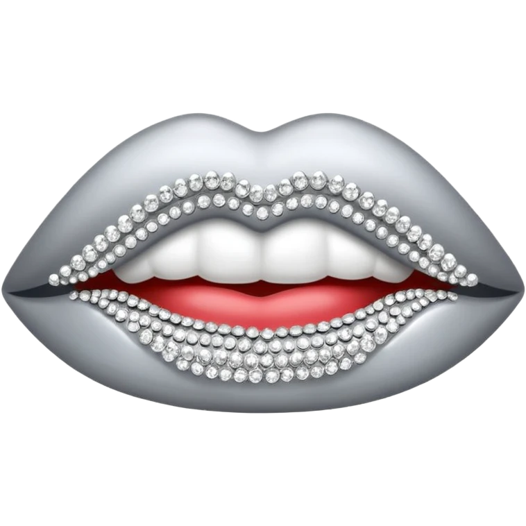 Silver lips with silver rhinestones emoji