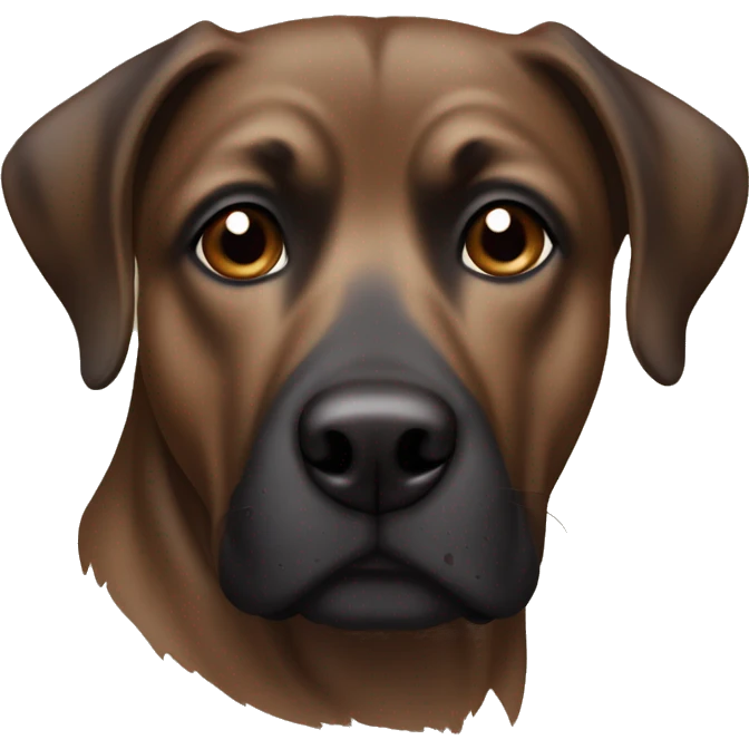 Brown brindle dog with black snout and bright brown eyes emoji