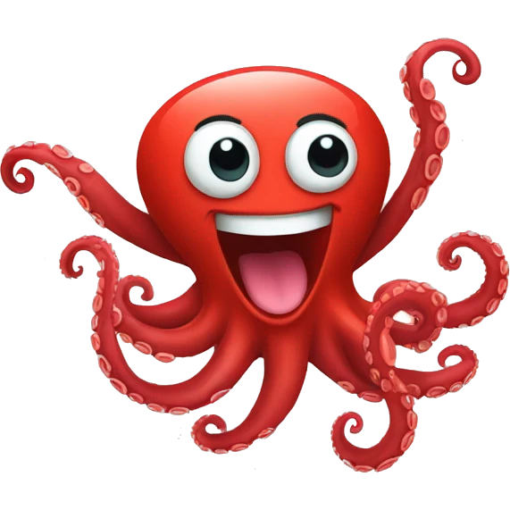 red cartoon octopus dancing mouth open emoji
