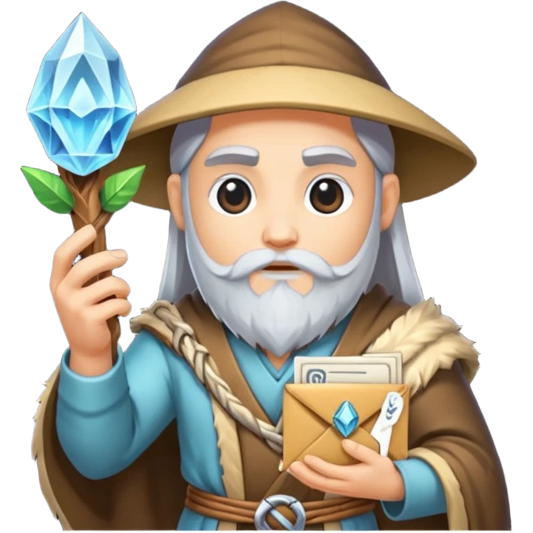 crystal druid character holding rune envelope emoji