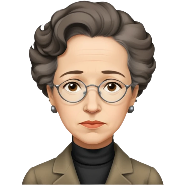 portrait of Hannah Arendt, no glasses, thoughtful expression, neutral background emoji