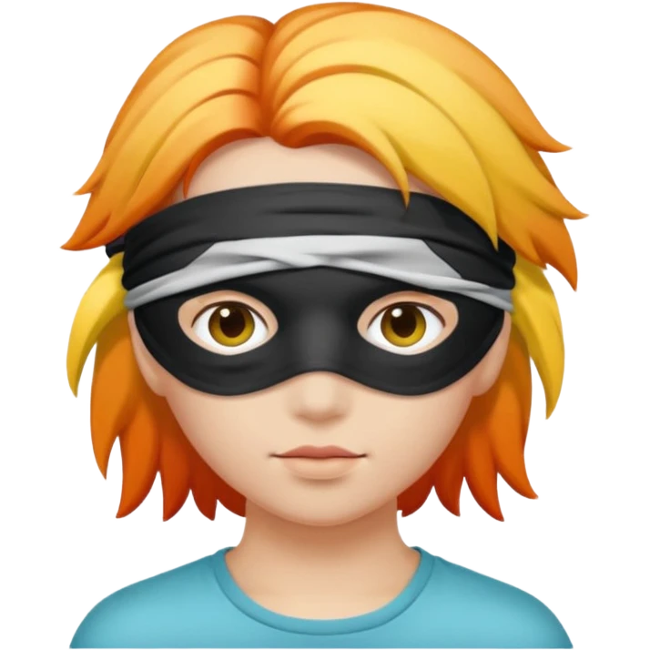 Blindfold person with different colors of hair. No trusting games with people blindfolded behind steering wheel emoji