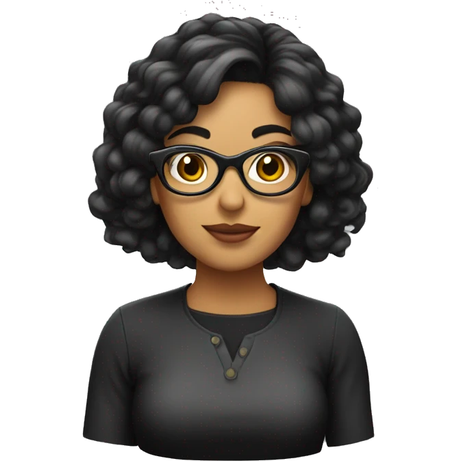 Mujer latina blanca con pelo negro y lentes  emoji