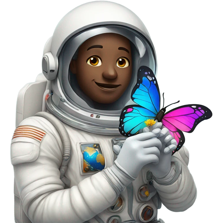 White astronaut holding a beautiful butterfly emoji