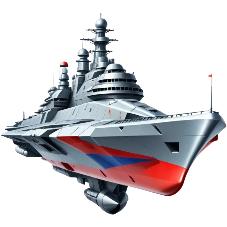 Gigantic Russian war cruiser spaceship with tricolor markings emoji