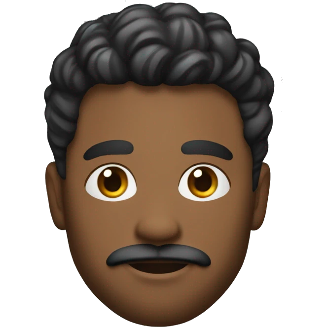 29 year old black guy  with a silver loop earring worn on his left ear and with a low cut  hair cut with a simple moustache and beared on his chin emoji