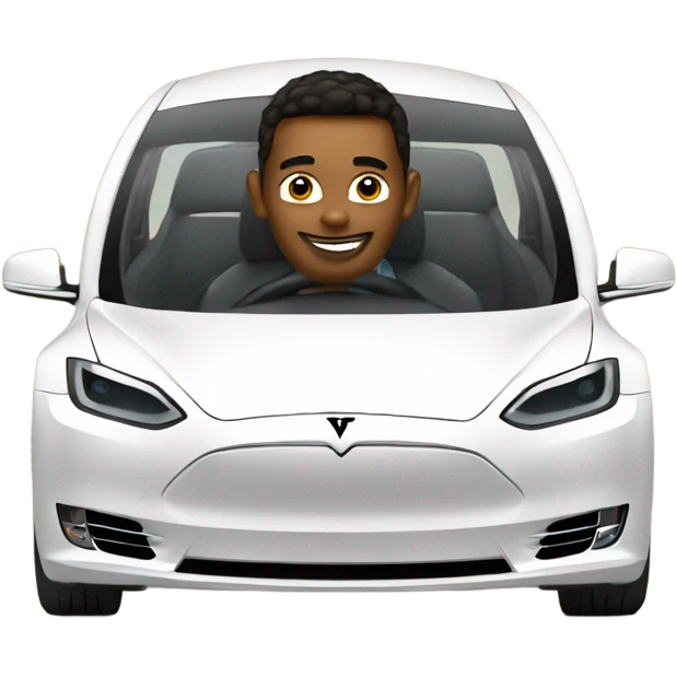 Hot driving a Tesla emoji