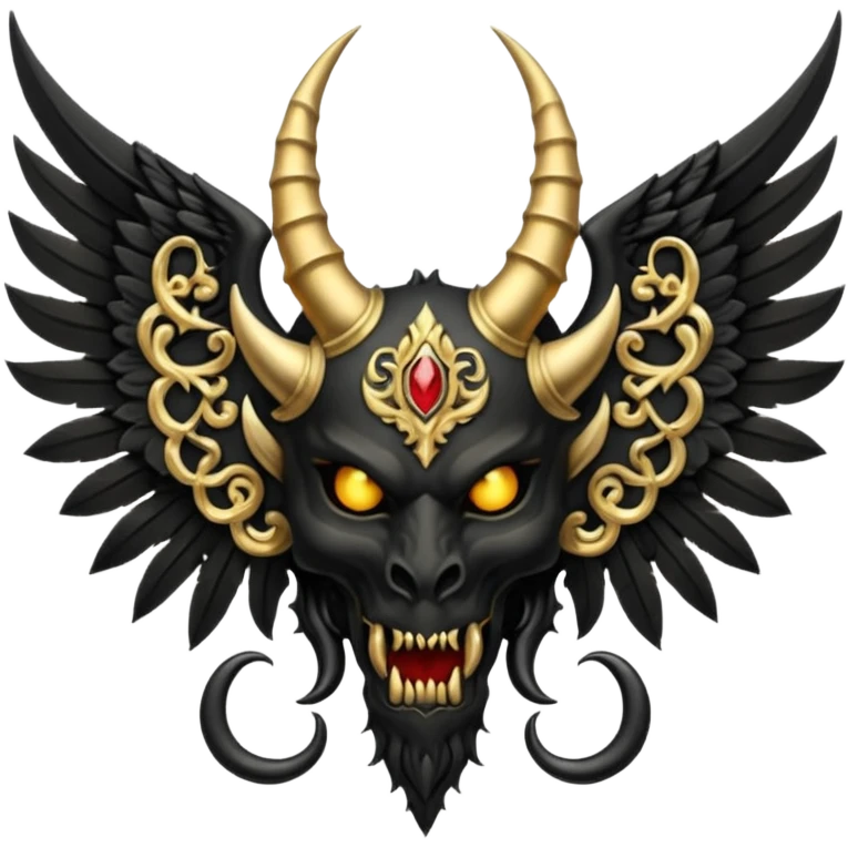 holy emblem with black wings with horn demon emoji