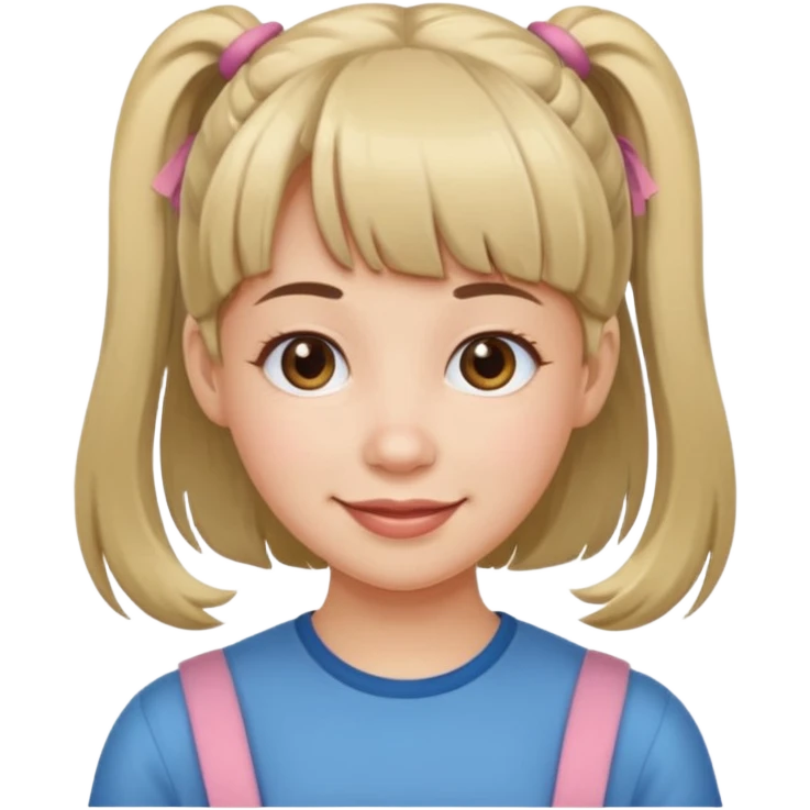 It's a trend setter that gives information related to all kinds of skin and beauty, but it's mild, has bangs and pigtails. It's a little cute and smiling, but it has to be an adult and pure emoji