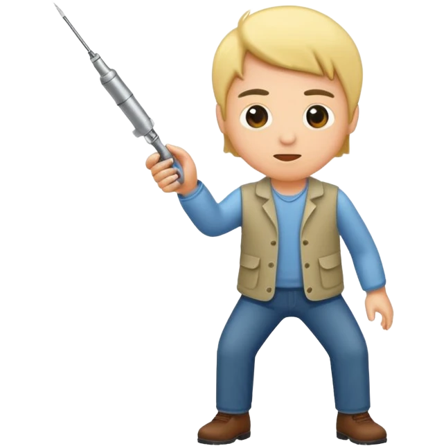 Man shooting up with needle emoji