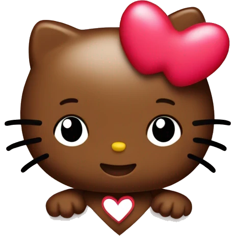 brown hello kitty with heart emoji
