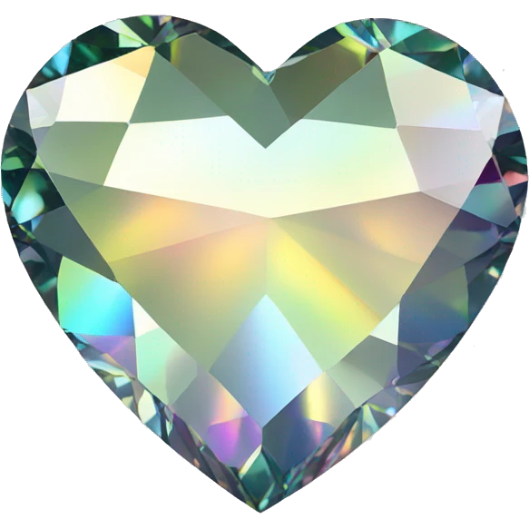 Heart shaped 56-carat iridescent diamond emoji