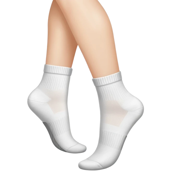 woman's feet wearing white crew socks viewed from directly underneath showing soles emoji