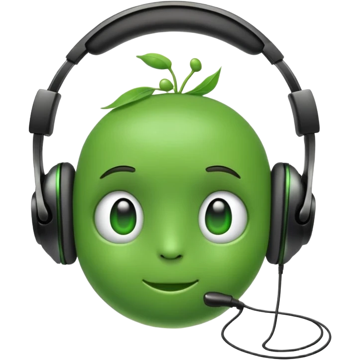 green pea wearing headphones emoji