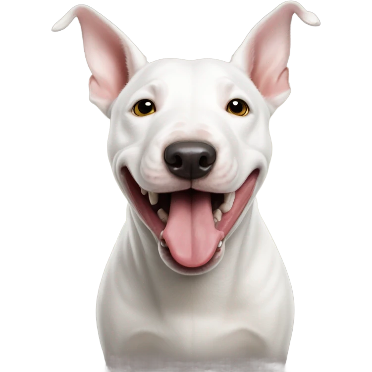 White Bull terrier sticking tongue out emoji