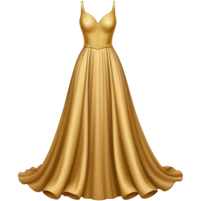 long gown dress made out of golden glitter emoji