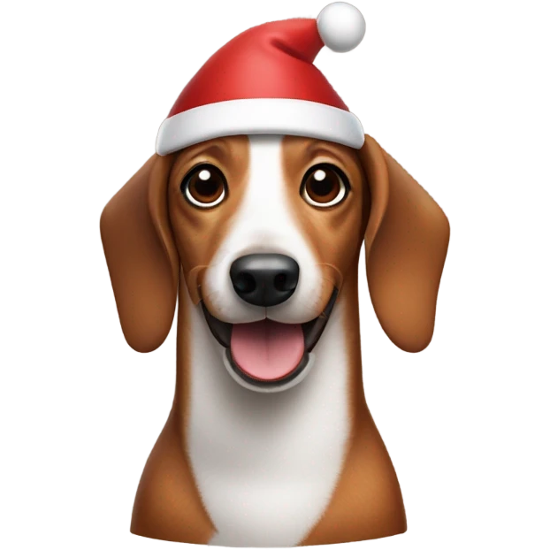 Make me a sausage dog wearing a Santa hat emoji