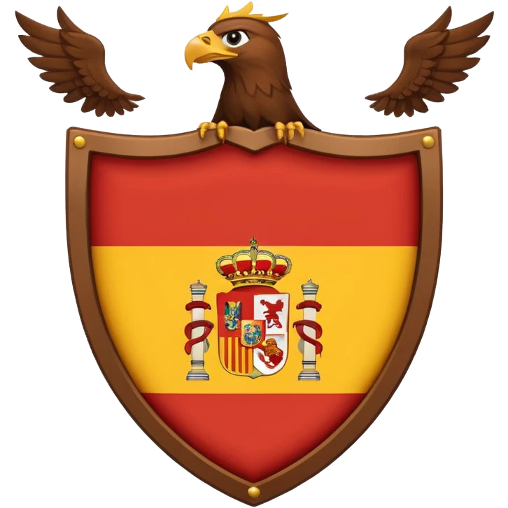 Bandera de españa tricolor actual con un águila marrón en el atrás del escudo de la bandera de españa emoji