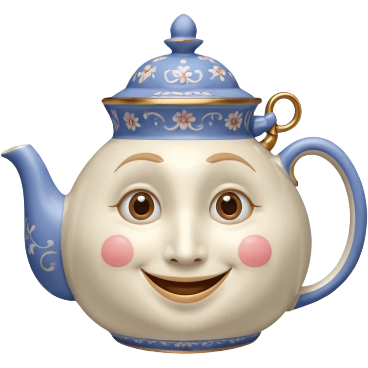 A character from the fairy tale Beauty and the Beast: Mrs. Potts, the lady who was turned into a teapot. She retains the teapot's original form, with an anthropomorphic face on the teapot. emoji