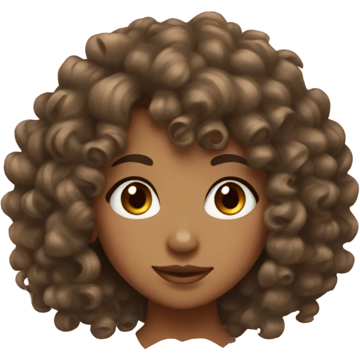 tan girl with curl hair and curly bangs with brown eyes and a nose piercing  emoji