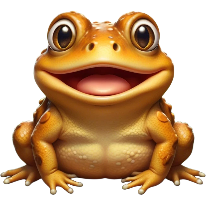 Cinematic Comical Toad Portrait Emoji, Head tilted dramatically with an exaggeratedly amused expression, featuring a robust, bumpy body with wide, comically expressive eyes full of playful disbelief and a quirky, textured face, Simplified yet hilariously expressive features, highly detailed, glowing with a slightly sassy woodland glow, high shine, dramatic yet playful, stylized with an air of quirky amphibian mischief, soft glowing outline, capturing the essence of a meme-worthy toad that looks ready to side-eye its way into viral fame! emoji