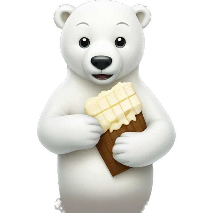 polar bear holding white chocolate emoji